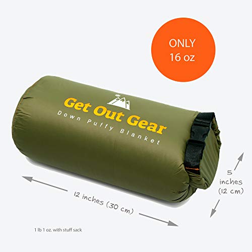 Get Out Gear Down Camping Blanket - Outdoor Lightweight Packable 650 Fill Power Down Blanket Compact Waterproof and Warm Backpacking Quilt for Camping Hiking Travel Hammock - Image 4