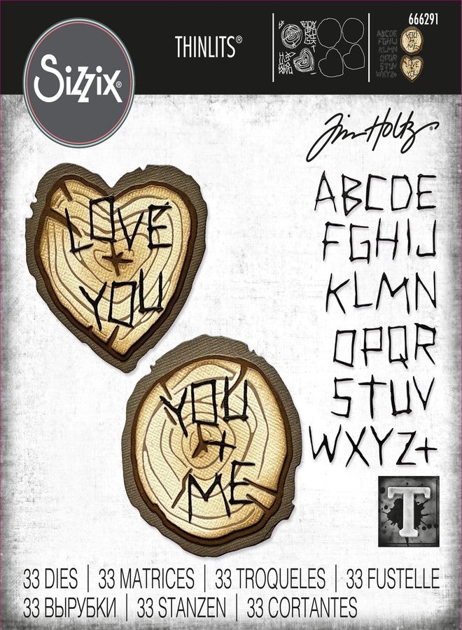 Tim Holtz Sizzix 2023 Everyday Collection Wood Slice Thinlits, 33 Dies, 5 Sheet Package of Sticky Grid Sheets (666291 663532) - Image 2