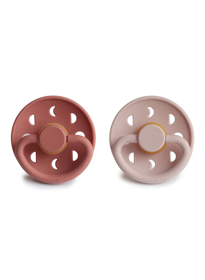 FRIGG Pack Of 2 Moon Phase Latex Baby Pacifier 6 To 18 Months Size 2 Blush/Powder Blush
