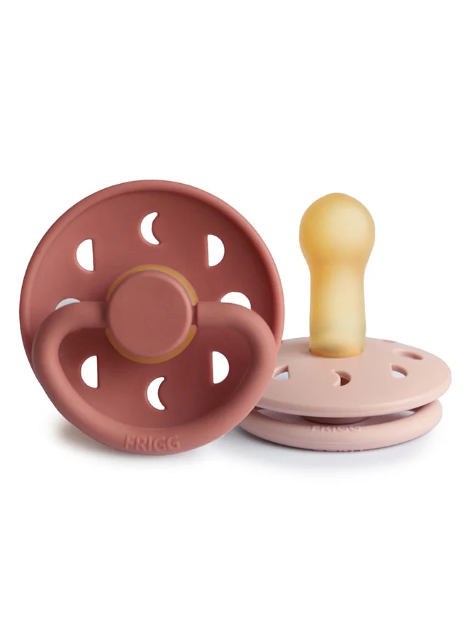 FRIGG Pack Of 2 Moon Phase Latex Baby Pacifier 6 To 18 Months Size 2 Blush/Powder Blush