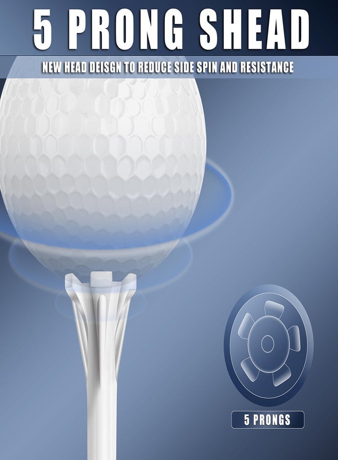 CHAMPKEY Professional 5 Prongs Golf Tees 100 Pack Pure Version - Reduce Friction and Contact Golf Plastic Tees (White, 3-1/4") - Image 3