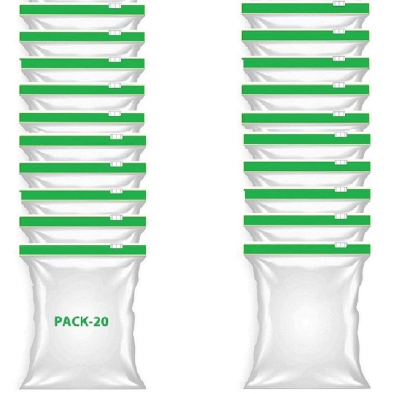 Vonity zip lock Pouches Zip lock Bag For Storage Freezer REUSABLE Zipper BagsZiplock Bags For Fridge Storage Leakproof freezable microwave safe Zip lock bags Medium Pack of 20 BagsGreen2024 - Image 1