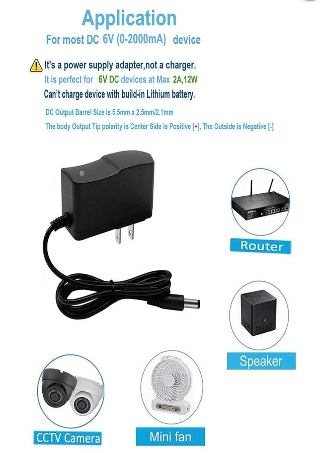 N.C NC 6V 2A Power Supply Adapter 100-240 AC to DC 6V 2A (2000mA) Power Adapter 6V Power Cord /5.5x2.5mm Compatible US Plug AC/DC Transformer - Image 3