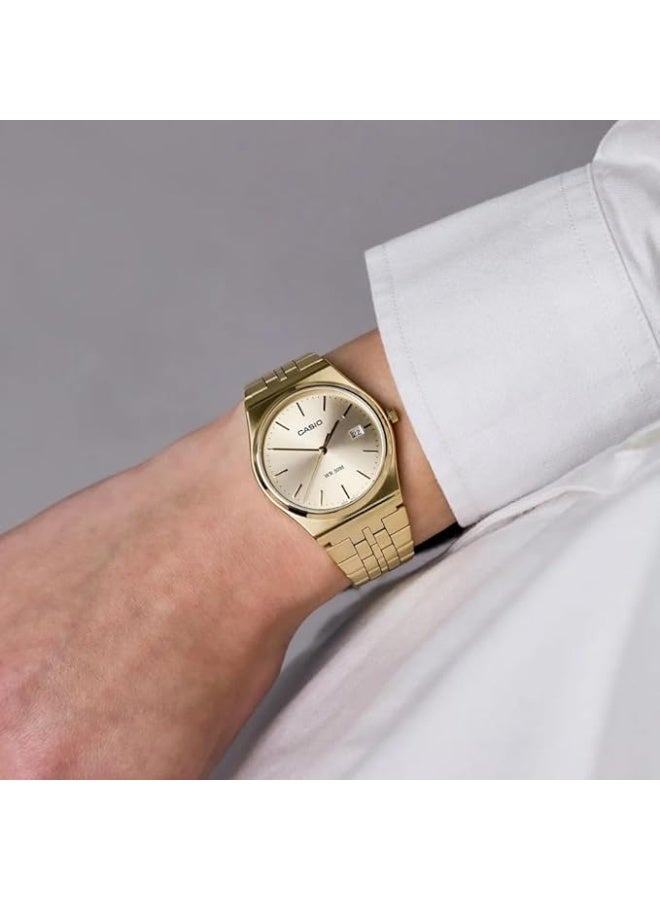 كاسيو MTP‑B154G‑9AVDF – ساعة رجالية كوارتز تناظرية من الفولاذ المقاوم للصدأ باللون الذهبي - Image 2