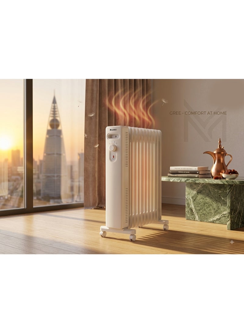 غراي 15 Fins Electric Oil Heater, 2500 Watts - White | NYWK22-25-15A 2500 W NYWK22-25-15A - Image 3