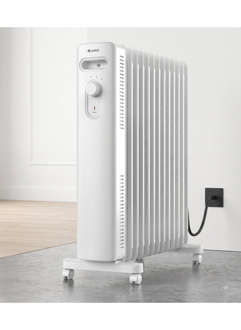 غراي 15 Fins Electric Oil Heater, 2500 Watts - White | NYWK22-25-15A 2500 W NYWK22-25-15A - Image 2