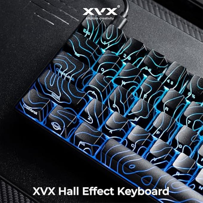 rayihni لوحة مفاتيح الألعاب 60 بالمئة، لوحة مفاتيح XVX HE68 مع مفاتيح مغناطيسية بتأثير هول، إطار من الألمنيوم CNC، معدل استقصاء 8KHZ، تفعيل قابل للتعديل، تبديل ساخن - أسود - Image 2