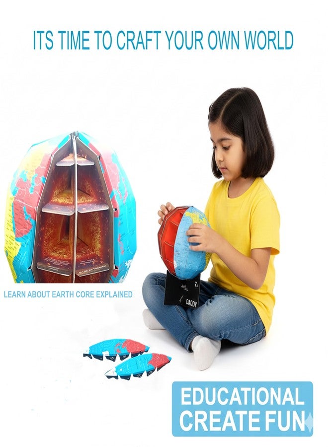 GLOBE DADDY DIY World Globe Kit for Kids - 3D Buildable Educational Toy with Earth Core Layers - Geography Model for Students Ages 3-15 - STEM Learning for Home & Classroom - Image 2