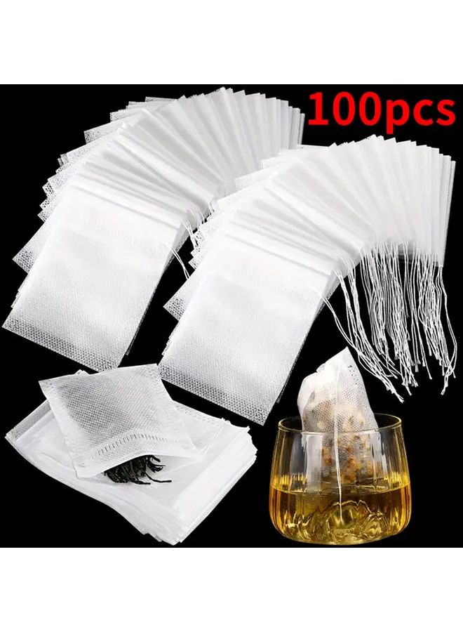 100 قطعة من أكياس الشاي الفارغة القابلة للتصرف ذات سحب للخيط للأوراق المفكوكة والتوابل - Image 1