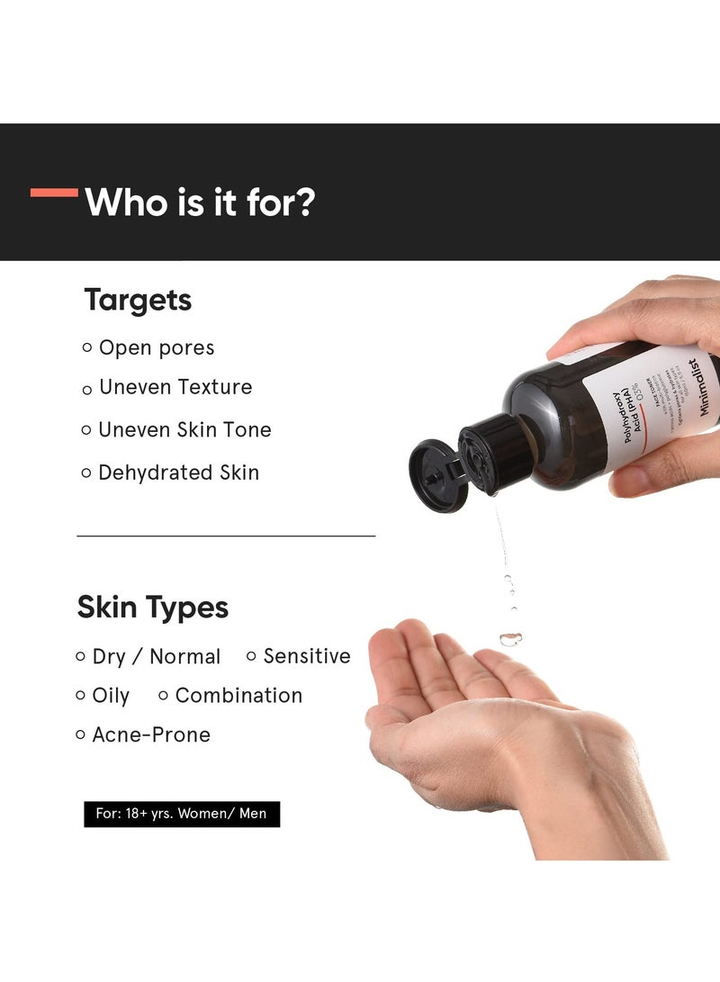 Minimalist Anti Acne PHA 3% Face Toner for Oily Skin | Pore Tightening & Mild Exfoliation For All Skin | Alcohol Free Hydrating Face Toner For Glowing Skin | 150 ml - Image 2