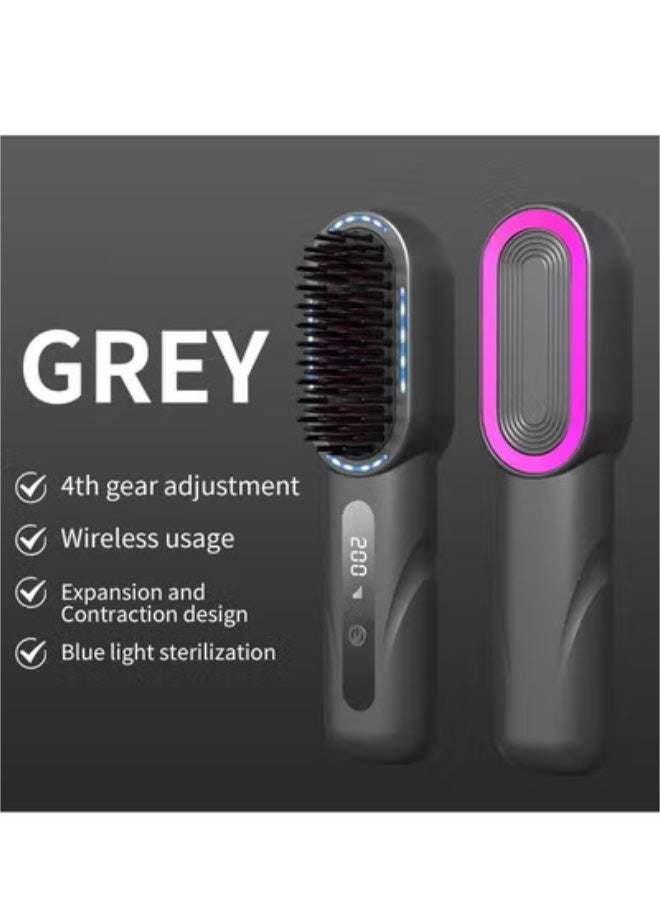 AirYoung Wireless Ionic Hair Straightening & Curling Brush with LCD Display, Blue Light Therapy, Rechargeable & Portable – Dual-Use Styling Tool for All Hair Types - Image 2
