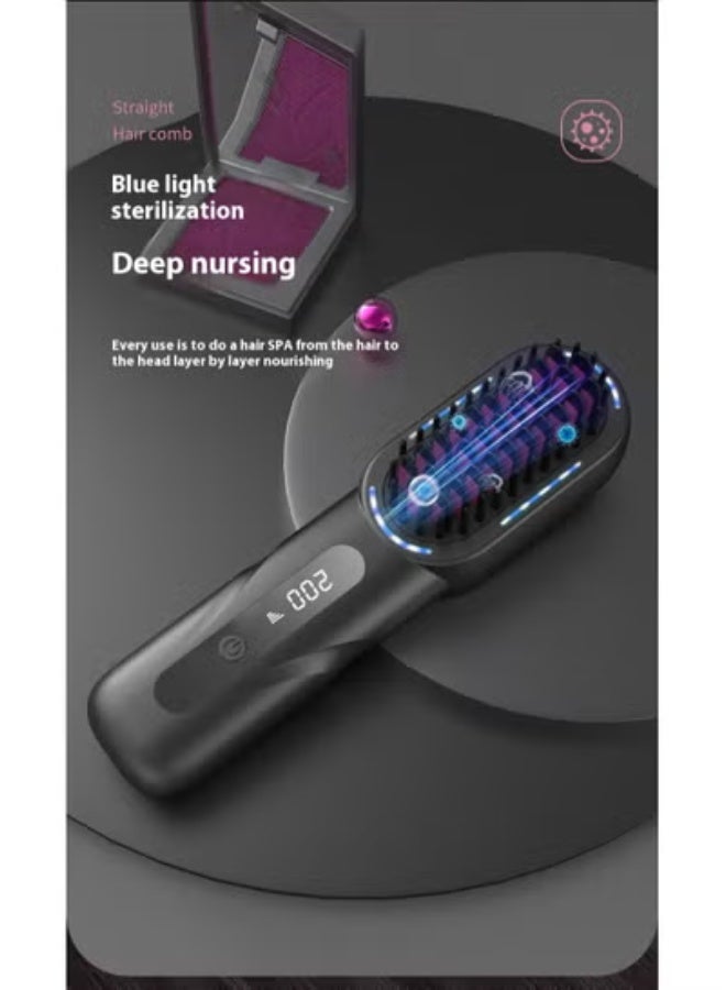 AirYoung Wireless Ionic Hair Straightening & Curling Brush with LCD Display, Blue Light Therapy, Rechargeable & Portable – Dual-Use Styling Tool for All Hair Types - Image 4