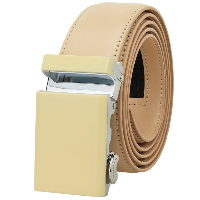 Falari Men's Genuine Leather Ratchet Dress Belt Automatic Sliding Buckle 8168-BGE-L40 - Image 1