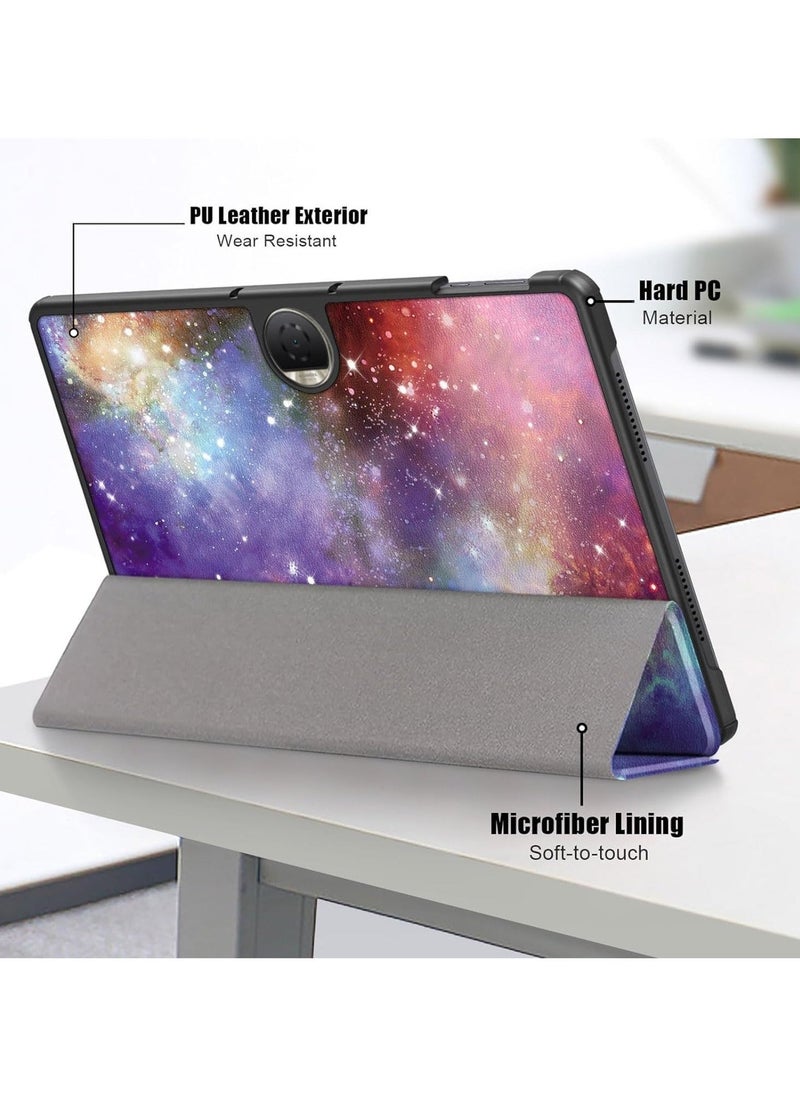 Case Compatible with Honor Pad 9 12.1 Inch Tablet 2023, Trifold Multi Viewing Angles Stand Lightweight Shell Cover (Galaxy) - Image 5