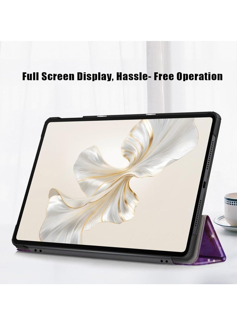 Case Compatible with Honor Pad 9 12.1 Inch Tablet 2023, Trifold Multi Viewing Angles Stand Lightweight Shell Cover (Galaxy) - Image 4