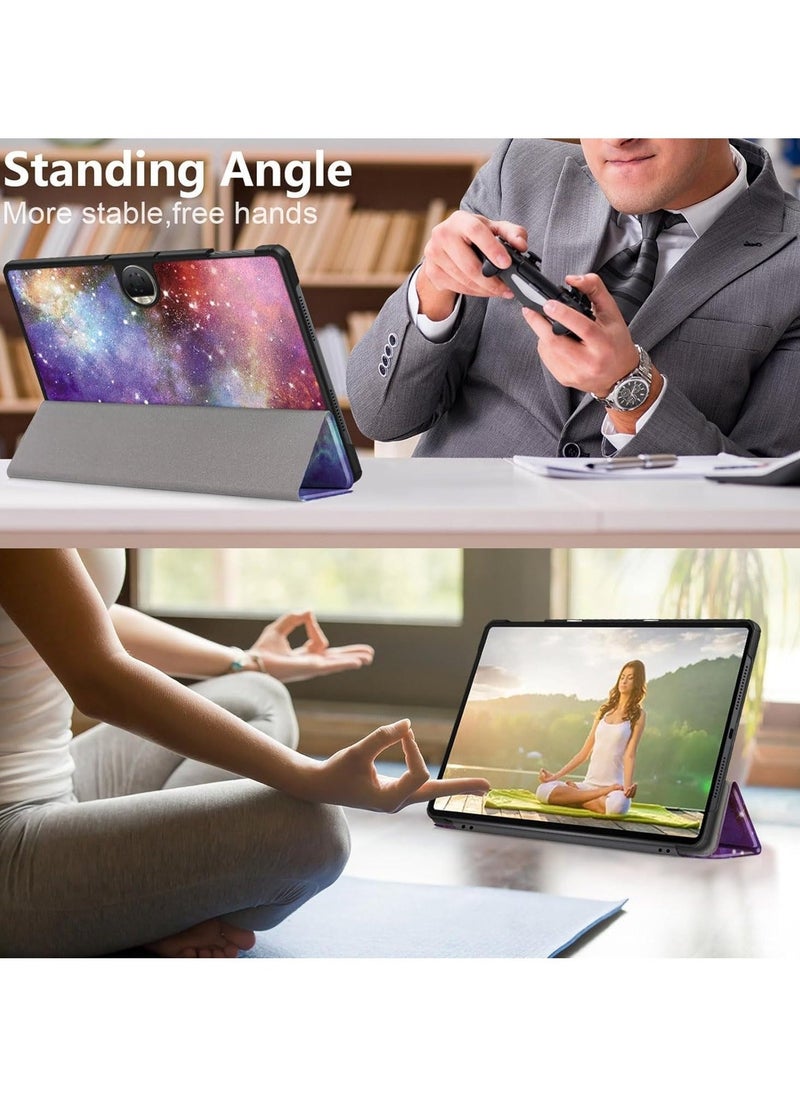 Case Compatible with Honor Pad 9 12.1 Inch Tablet 2023, Trifold Multi Viewing Angles Stand Lightweight Shell Cover (Galaxy) - Image 2