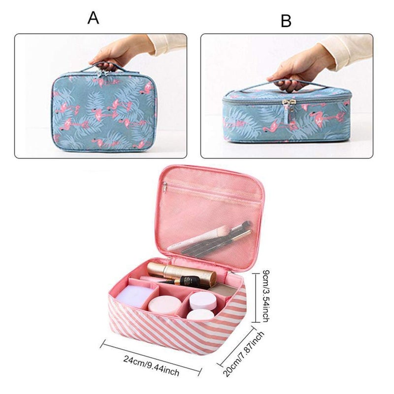 Mivira Travel Portable Cosmetic Makeup Case Organizer Travelling Storage Pouch Bag for Women with Handle - Image 3