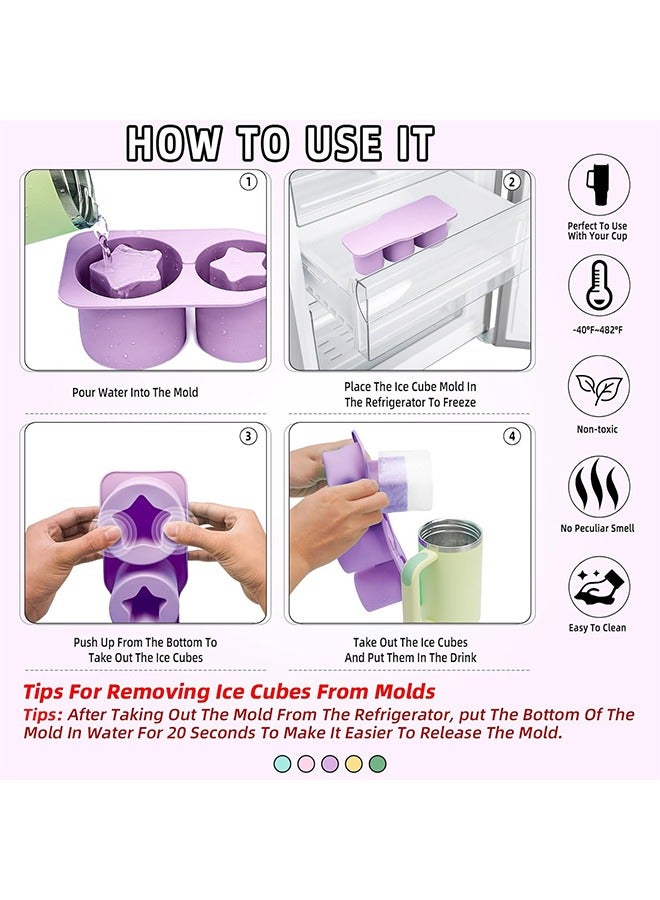 Ice Cube Tray for Tumbler Cups with Sealing Lid, Make 3 Pentagram Cylinder Large Ice Cubes for Chilled Beverages Coffee - Image 3