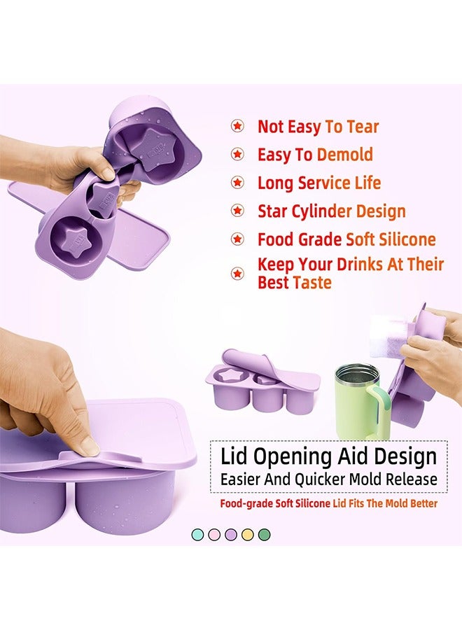 Ice Cube Tray for Tumbler Cups with Sealing Lid, Make 3 Pentagram Cylinder Large Ice Cubes for Chilled Beverages Coffee - Image 4