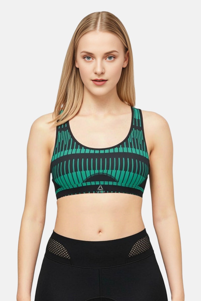 Reebok Women Brand Logo Lightly Padded Sports Bra, Multicolor - Image 1
