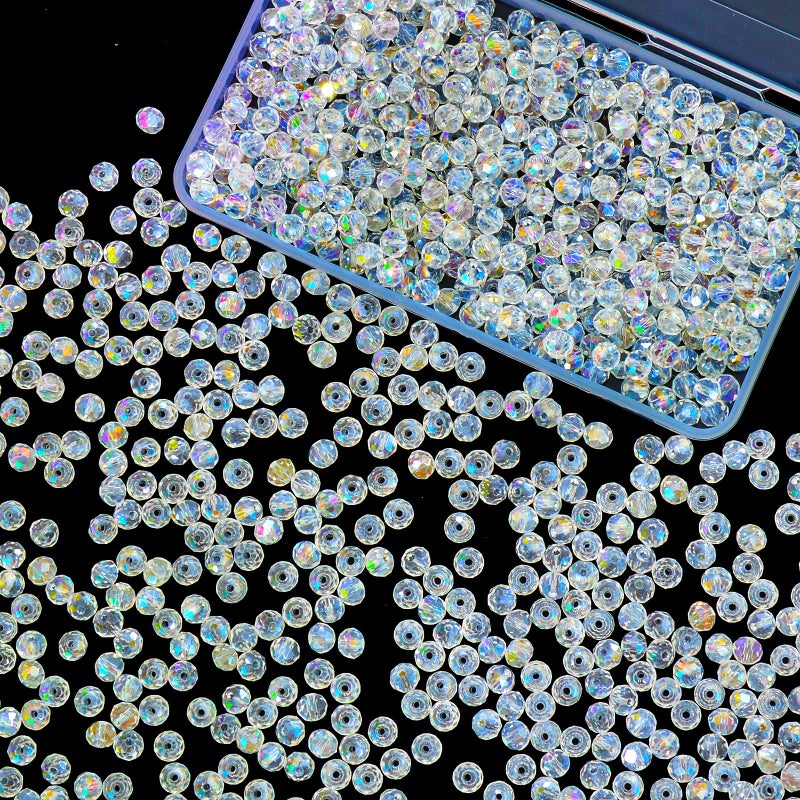 Laopottbeads 500 Pcs 6Mm Round Crystal Glass Beads For Diy Jewelry  Ideal For Bracelets  Necklaces  Pendants  And Handmade Craft Projects(White Ab Color) - Image 1