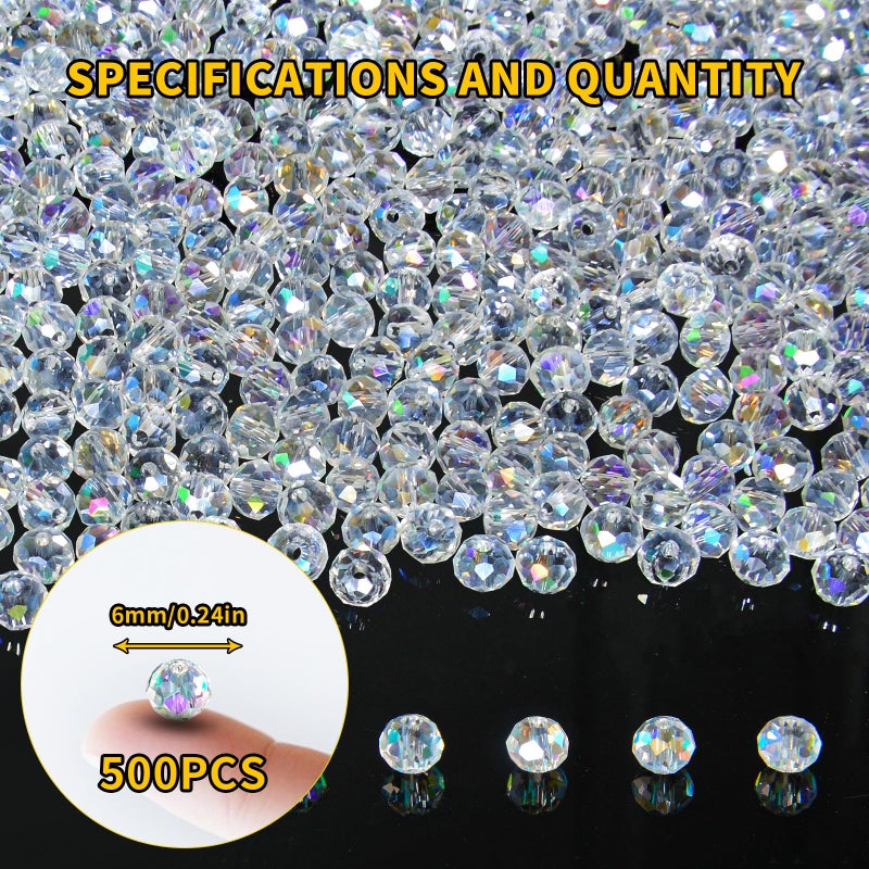 Laopottbeads 500 Pcs 6Mm Round Crystal Glass Beads For Diy Jewelry  Ideal For Bracelets  Necklaces  Pendants  And Handmade Craft Projects(White Ab Color) - Image 2