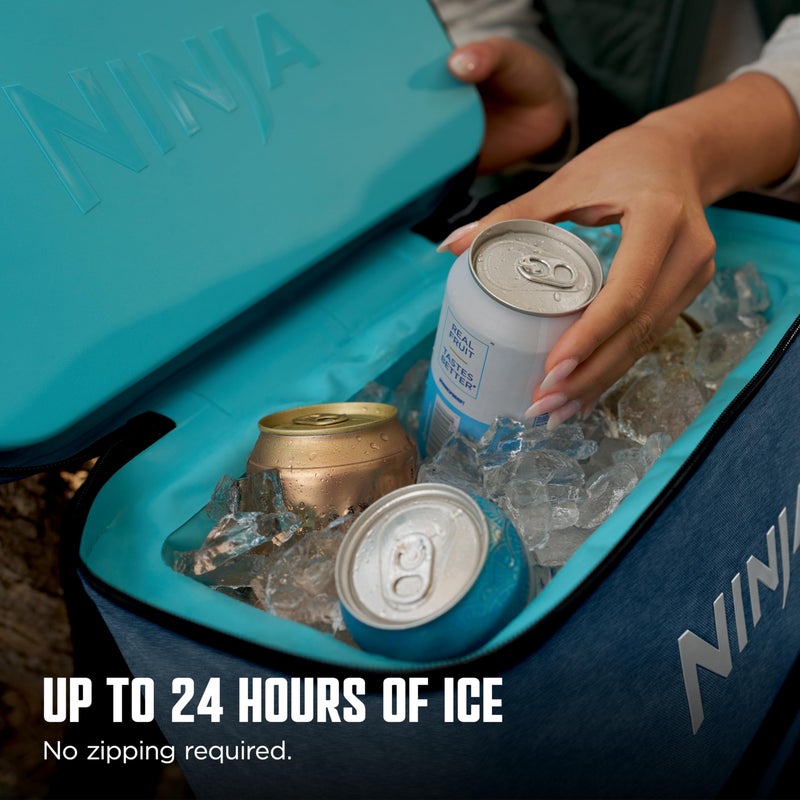 Ninja | Backpack Cooler | FrostVault Go 24 Can Soft Cooler | Leakproof Zipper with Built in Can Opener, 2 Ice Packs & Dry Storage Drawer | for Hiking, Camping & More | Lakeshore Blue | FF124NV - Image 5