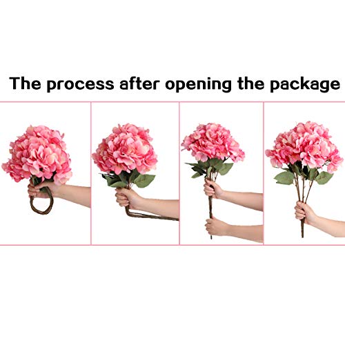 Louiesya Artificial Flowers Silk Hydrangea Flowers with 5 Big Heads Fake Flower Bunch Bouquet for Home Wedding Party Decor DIY (Purple) - Image 4