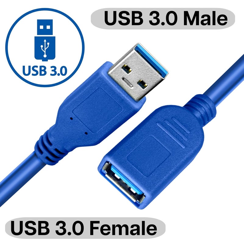 Storite كابل تمديد USB 3.0 ذكر إلى أنثى بسرعة عالية 1.5M 5Gbps لنقل البيانات للوحة المفاتيح، الفأرة، محرك الفلاش، القرص الصلب، الطابعة والمزيد - أزرق - Image 4