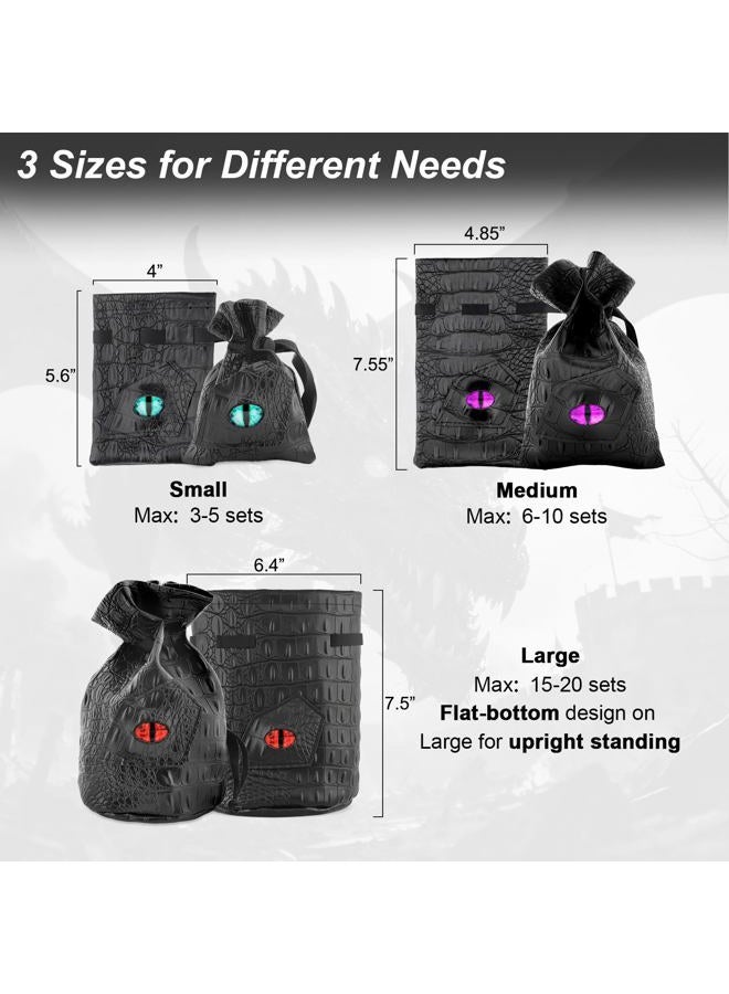 Haxtec Dragon Dice Bag PU Leather DND Dice Pouch with 3D Glass Dragon Eye, Small Drawstring Bag for Dungeons & Dragons, D&D Gamer Gifts for Dragon Lovers, Patent D893867 - Image 3