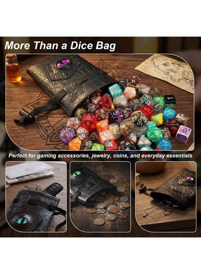 Haxtec Dragon Dice Bag PU Leather DND Dice Pouch with 3D Glass Dragon Eye, Small Drawstring Bag for Dungeons & Dragons, D&D Gamer Gifts for Dragon Lovers, Patent D893867 - Image 4