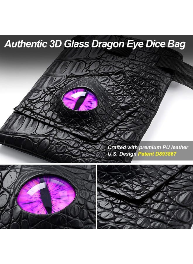 Haxtec Dragon Dice Bag PU Leather DND Dice Pouch with 3D Glass Dragon Eye, Small Drawstring Bag for Dungeons & Dragons, D&D Gamer Gifts for Dragon Lovers, Patent D893867 - Image 2