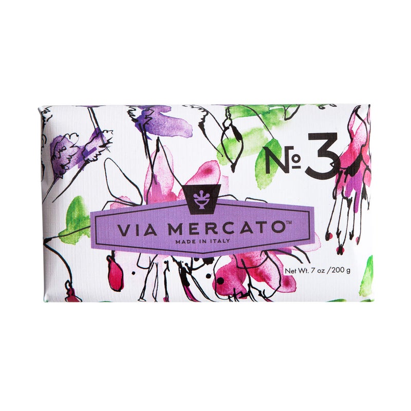 Via Mercato Italian Soap Bar (200 g), No. 3 - Pepe Rose, Lavender & Vanilla Bean - Image 1
