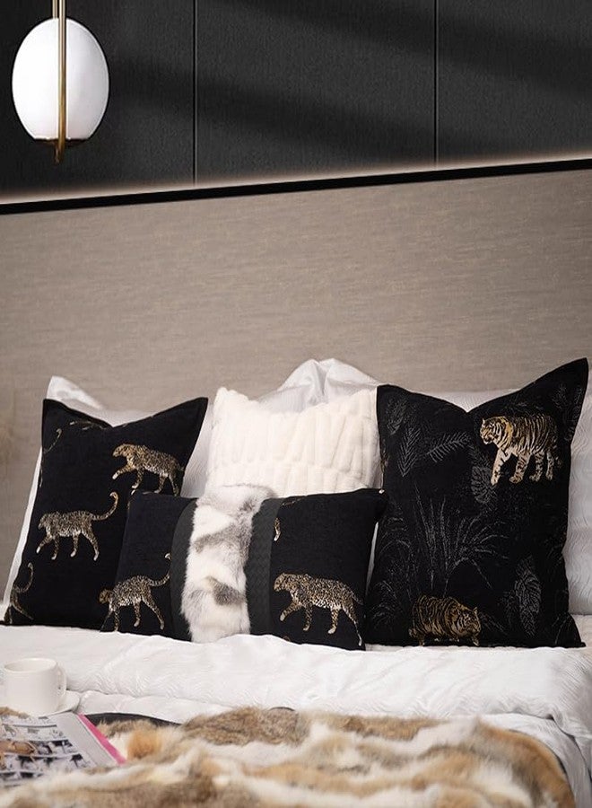 vctops Luxury Tiger Jacquard Throw Pillow Cover Soft Velvet Animal Pattern Decorative Cushion Cover Modern Square Accent Pillowcase for Couch Bedroom Living Room (Type B,18"x18") - Image 3