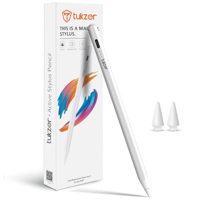 tuKZer Active 2nd Gen Stylus Pen iPad Pencil | Palm Rejection, Tilt Sensor, High Precision| for only iPad 2018 Onwards iPad(6/7/8/9/10) Air(3/4/5) Pro11(1/2/3/4) Pro12.9 (3/4/5/6) Mini(6/5) White - Image 1