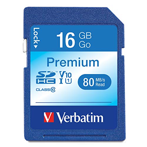 Verbatim 16GB Premium SDHC Memory Card, UHS-I V10 U1 Class 10, blue - Image 1