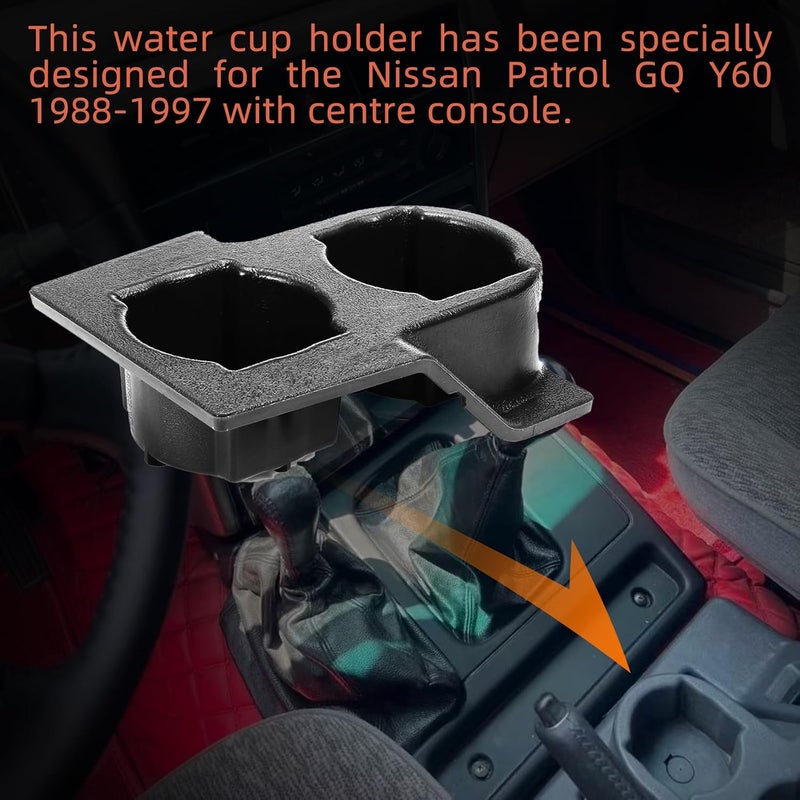 Flylin Center Console for Cars, Vintage Car Console Cup Holder Organizer ABS Anti-Slip Interior Accessory for Drinks Mugs, Resistant Water Bottle Holder Stand Replacement for Nissan Patrol GQ Y60 1988-1997 - Image 2