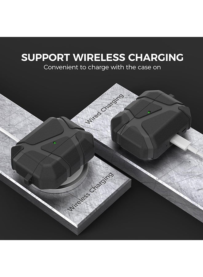 O Ozone Case for Airpods Pro 3 |Armor Design Hard Protective Case with Safety Lock & Hidden Phone Stand, Shockproof Hard Case Cover for Men -Black - Image 3