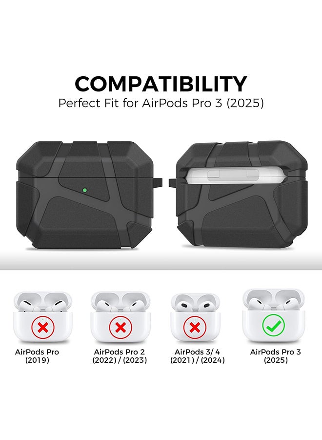 O Ozone Case for Airpods Pro 3 |Armor Design Hard Protective Case with Safety Lock & Hidden Phone Stand, Shockproof Hard Case Cover for Men -Black - Image 2