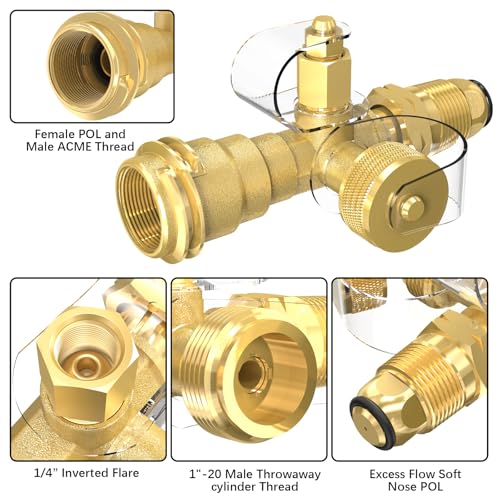GardenNow Propane Brass 4 Port Tee Kit Propane Brass Tee Adapter Kit 5FT and 12FT Stainless Braided Hoses Allow for Connection Between Auxiliary Propane Cylinder and Propane Appliances for Tank RV Camping - Image 3