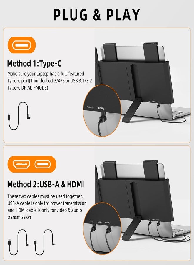 شاشة تمديد للكمبيوتر المحمول من ماجيكرافين، شاشة محمولة مقاس 14 بوصة بدقة 1080 بكسل بتقنية IPS، شاشة سفر لأجهزة الكمبيوتر المحمولة من 14 إلى 16.5 بوصة مزودة بمنفذ USB-C/HDMI، شاشة توصيل وتشغيل لأنظمة ويندوز/ماك/أندرويد/سويتش/بلاي ستيشن 5/إكس بوكس - Image 3