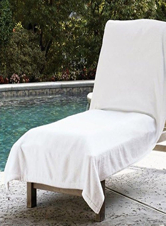 Sferra Santino Luxury Lounge Chair Cover 42" x 86" - 100% Turkish Cotton, 510 GSM Solid Color Towel for Pool or Beach Chairs with Fitted Elastic Pocket - Super Absorbent and Quick Dry - White - Image 3