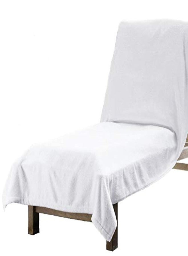 Sferra Santino Luxury Lounge Chair Cover 42" x 86" - 100% Turkish Cotton, 510 GSM Solid Color Towel for Pool or Beach Chairs with Fitted Elastic Pocket - Super Absorbent and Quick Dry - White - Image 1
