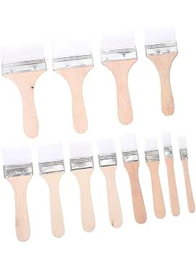 12pcs Nylon Paint Brushes Set Wooden Handles For Students Oil Watercolor Art DIY - Image 1