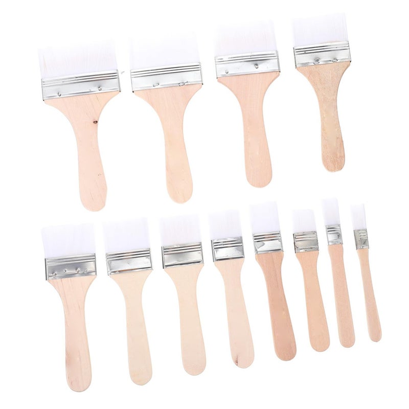 12pcs Nylon Paint Brushes Set Wooden Handles For Students Oil Watercolor Art DIY - Image 2