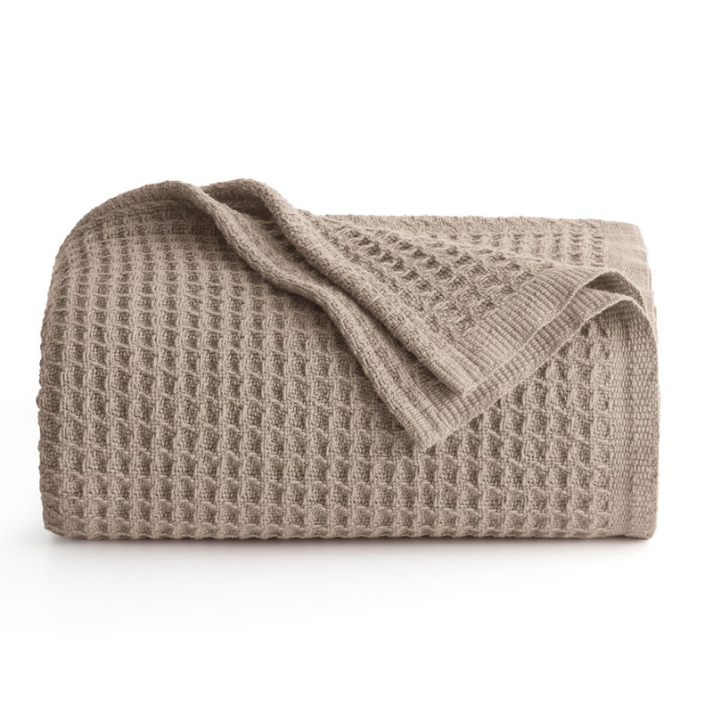 Bedsure Gentlesoft 100 Cotton Blanket Twin XL Size for College Dorm  Breathable and Soft Waffle Weave Twin Blanket for Summer Dorm Room Essentials Taupe 66x90 inches