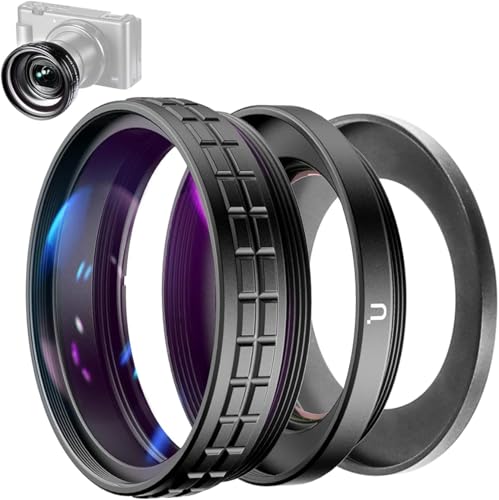 UURIG ULANZI Creative ZV-1 Wide Angle/Macro Additional Lens 52mm Diameter Compatible with Sony ZV-1 Camera ONLY, 2 in 1 Extra Lens Attachment with Strong Adhesive-Back Adapter Ring Mount, WL-1 - Image 1