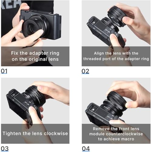 UURIG ULANZI Creative ZV-1 Wide Angle/Macro Additional Lens 52mm Diameter Compatible with Sony ZV-1 Camera ONLY, 2 in 1 Extra Lens Attachment with Strong Adhesive-Back Adapter Ring Mount, WL-1 - Image 5