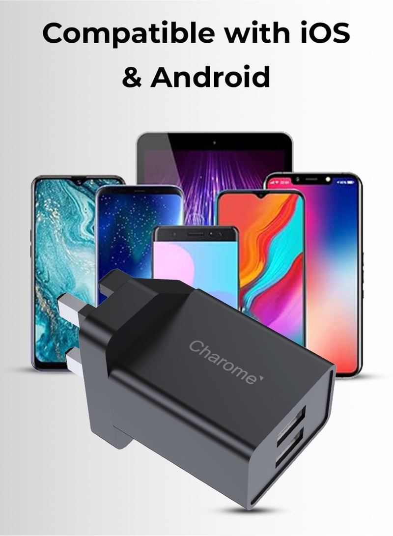 Charome 10.5W Dual-Port Safety Charger Set (UK) Fast Charging for USB & Type-C Devices, Durable Build, Compact Design, Overcharge Protection, Universal Compatibility - Image 4
