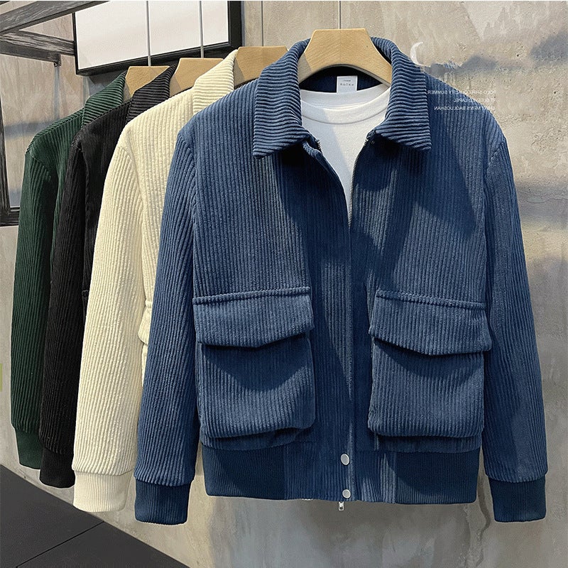 Lapel Jacket Fashion Men'S Warm Short Men'S Korean Version Of Big Pocket Jacket - Image 2